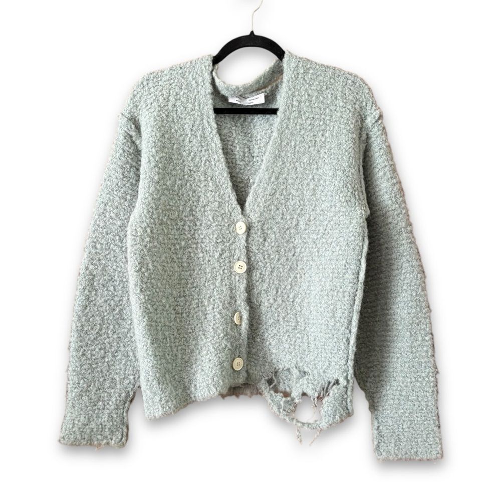 Proenza Schouler White Label Original Sample Mint Green Knit Cardigan Thrashed